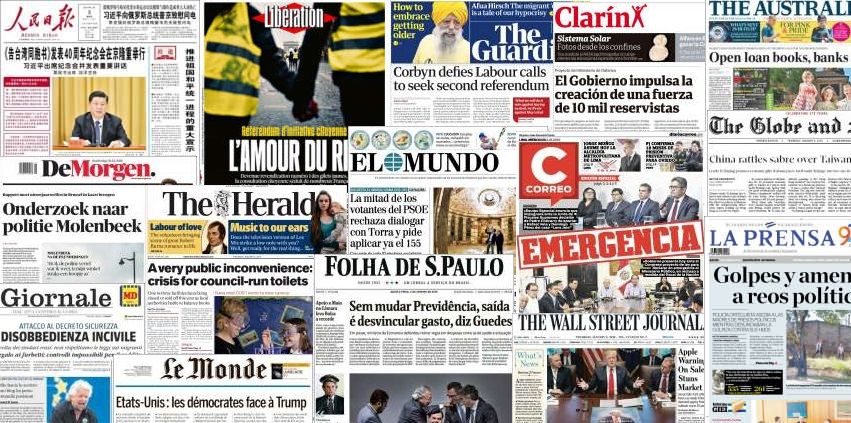 Unes de presse du 3 janvier 2019