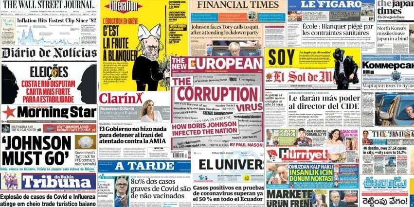 Quelques unes de presse du 13 janvier 2022