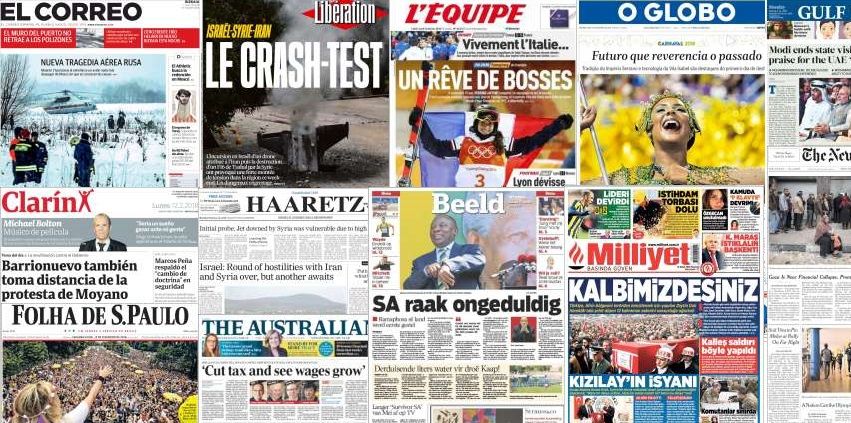 Unes de presse du 12 février 2018