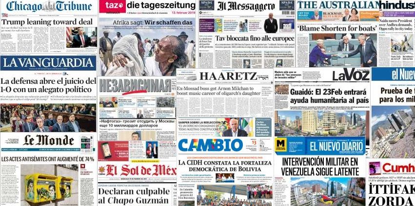 Unes de presse du 13 février 2019