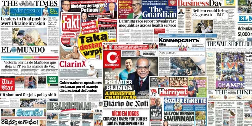 Quelques unes de presse du 14 février 2022