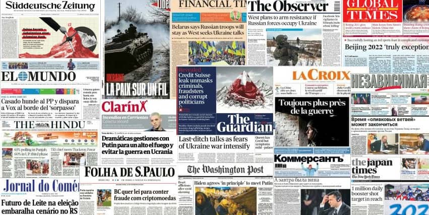 Quelques unes de presse du 21 février 2022