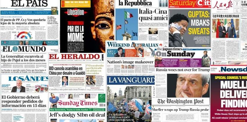 Unes de presse des 23 et 24 mars 2019