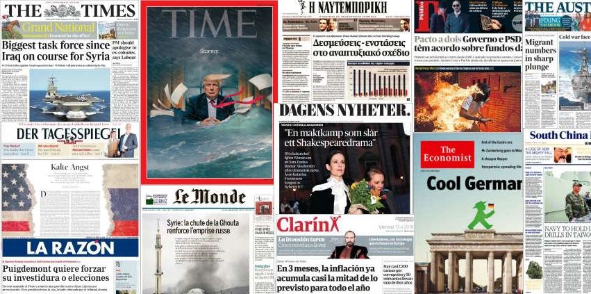 Unes de presse du 13 avril 2018