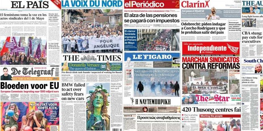 Unes de presse du 2 mai 2018