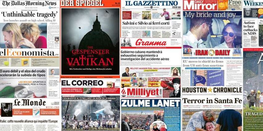 Unes de presse du 19 mai 2018