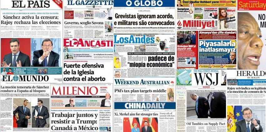 Unes de presse du 26 mai 2018