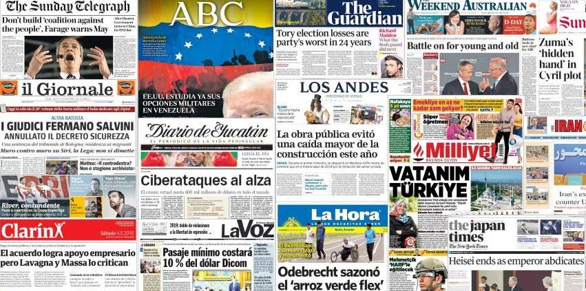 Unes de presse des 4 et 5 mai 2019