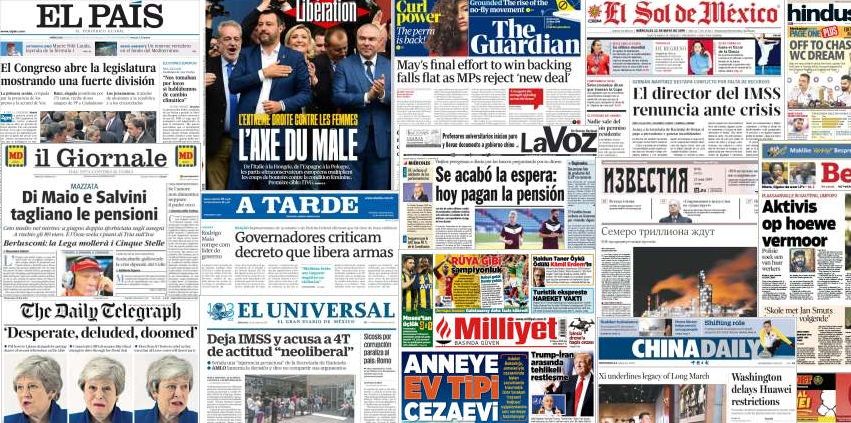 Unes de presse du 22 mai 2019