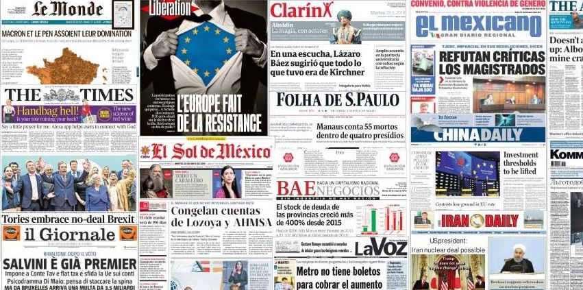 Unes de presse du 28 mai 2019