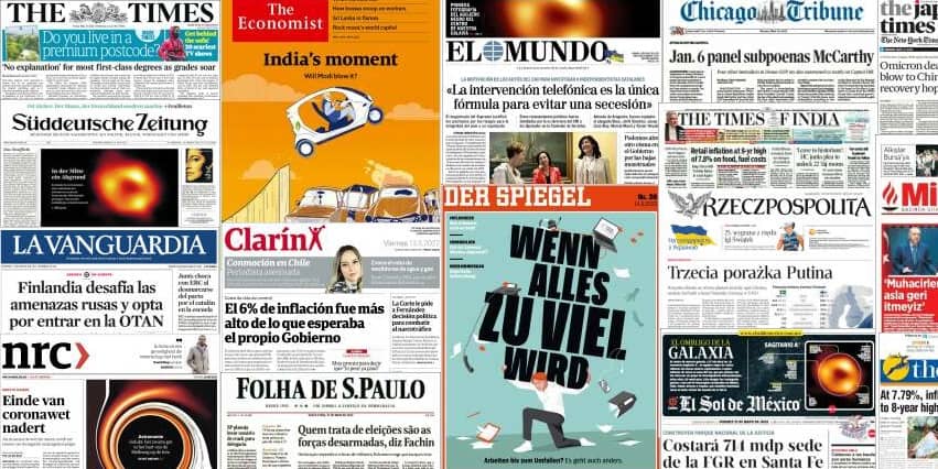 Quelques unes de presse du 13 mai 2022