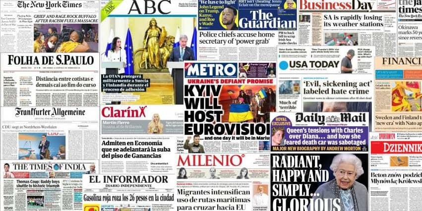 Quelques unes de presse du 16 mai 2022