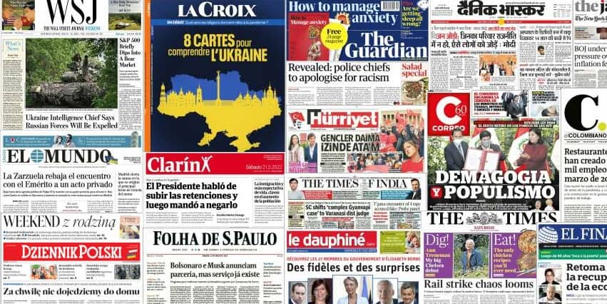 Quelques unes de presse du 21 mai 2022