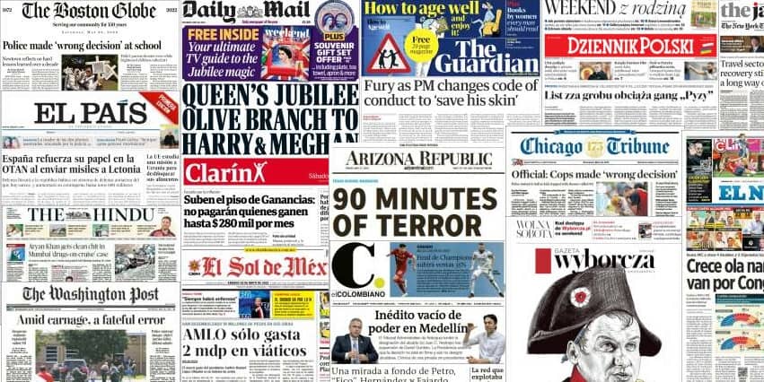 Quelques unes de presse du 28 mai 2022