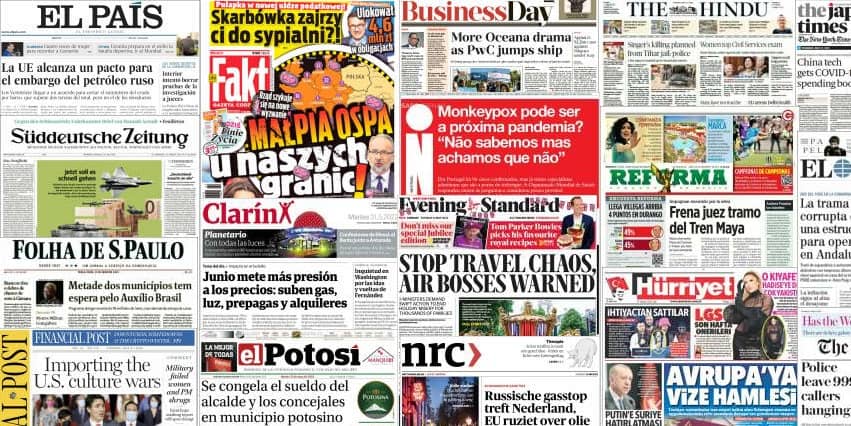 Quelques unes de presse du 31 mai 2022