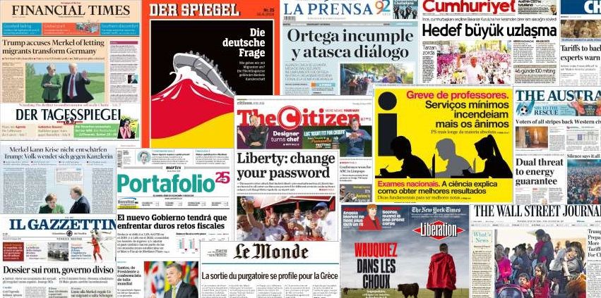 Unes de presse du 19 juin 2018