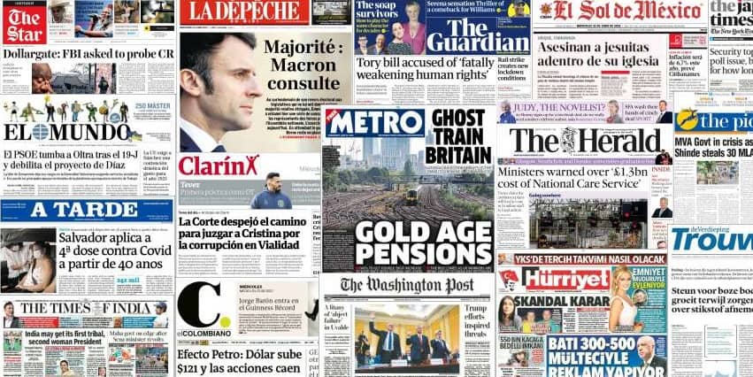 Quelques unes de presse du 22 juin 2022
