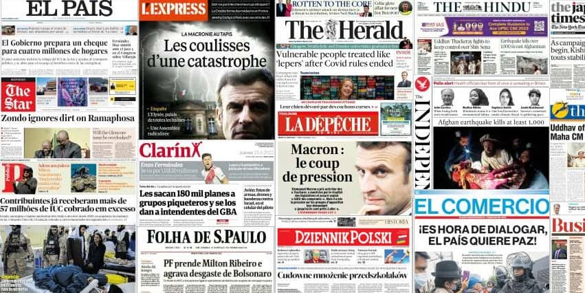 Quelques unes de presse du 23 juin 2022