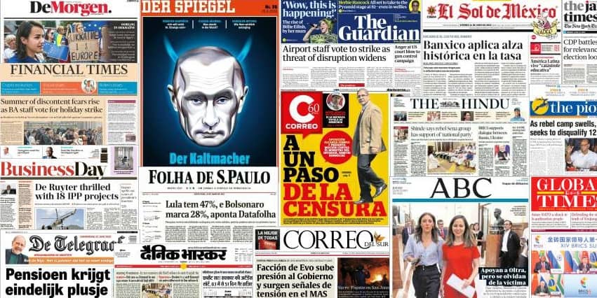 Quelques unes de presse du 24 juin 2022