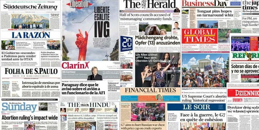 Quelques unes de presse du 27 juin 2022