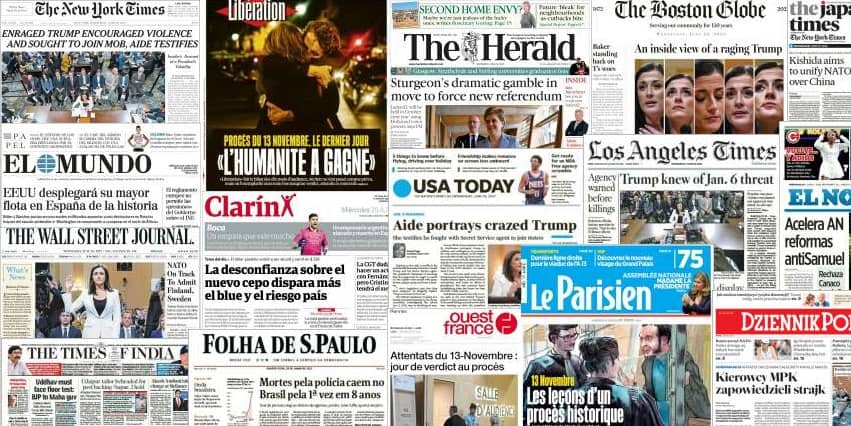 Quelques unes de presse du 29 juin 2022