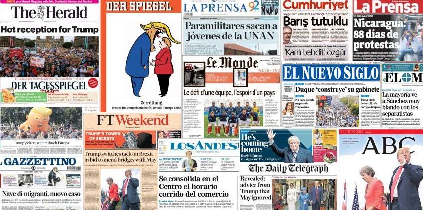 Unes de presse du 14 juillet 2018