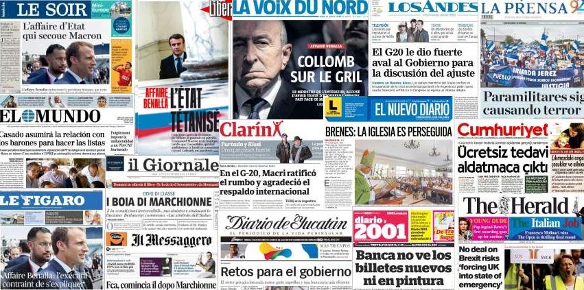 Unes de presse du 23 juillet 2018