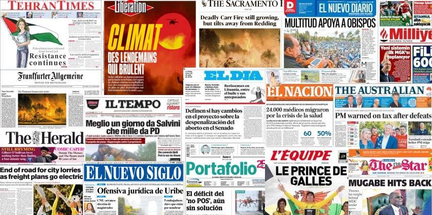 Unes de presse du 30 juillet 2018