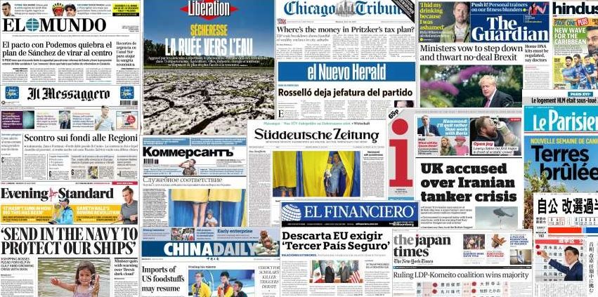 Unes de presse du 22 juillet 2019