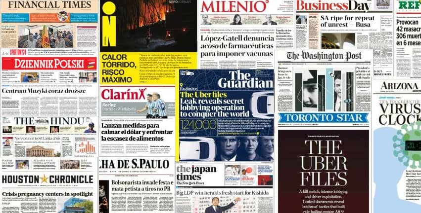 Quelques unes de presse du 11 juillet 2022