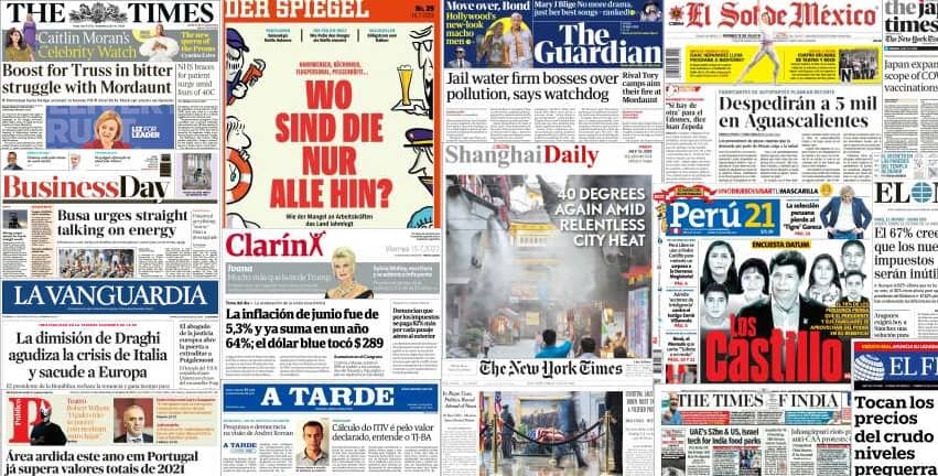 Quelques unes de presse du 15 juillet 2022