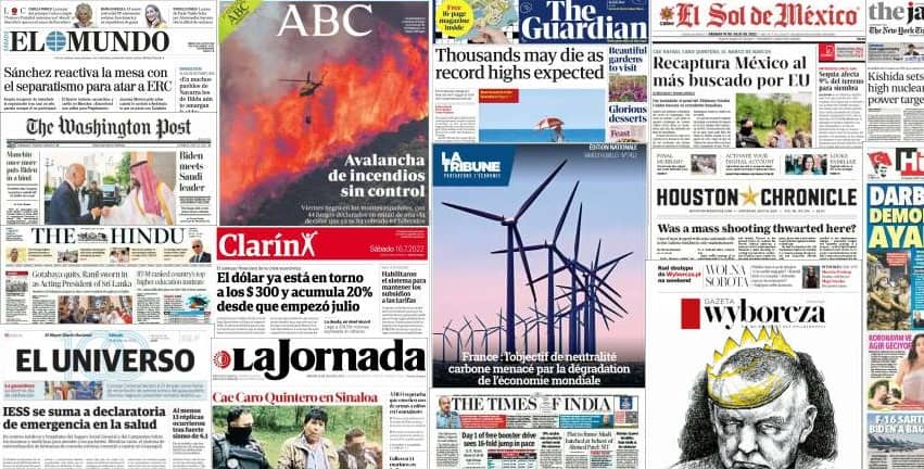 Quelques unes de presse du 16 juillet 2022