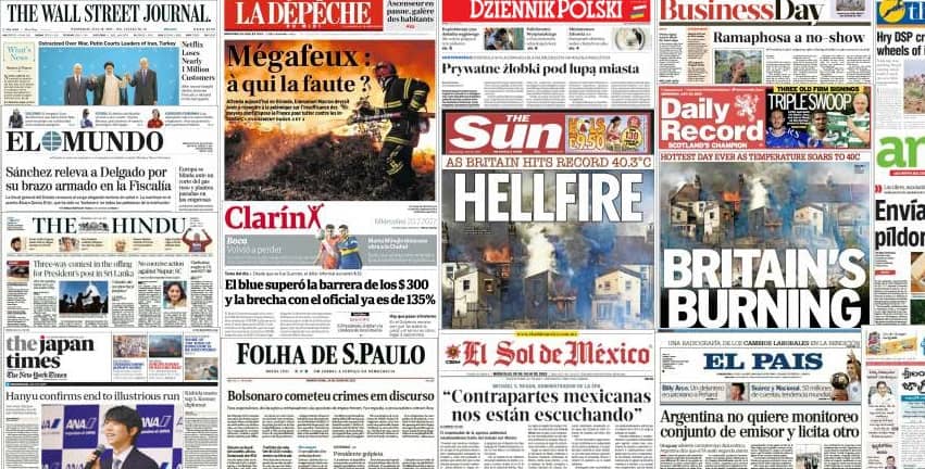 Quelques unes de presse du 20 juillet 2022