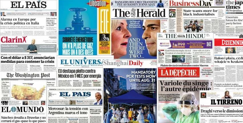 Quelques unes de presse du 21 juillet 2022