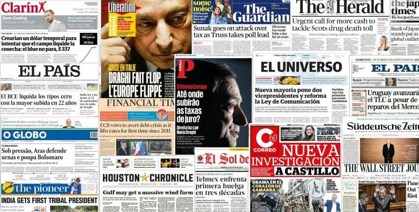 Quelques unes de presse du 22 juillet 2022