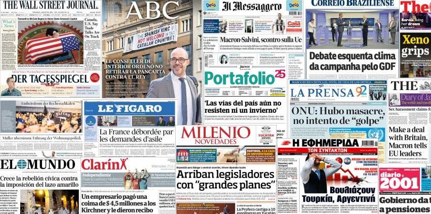 Unes de presse du 30 août 2018