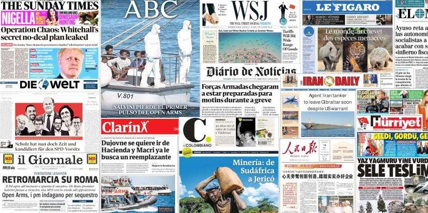 Unes de presse des 17 et 18 aout 2019