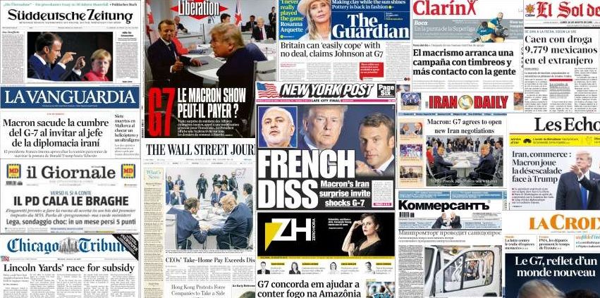 Unes de presse du 26 aout 2019