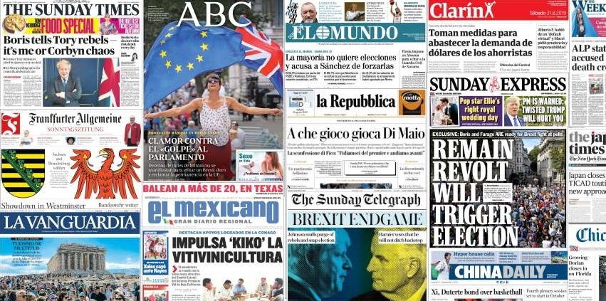 Unes de presse du 31 aout et 1er septembre 2019