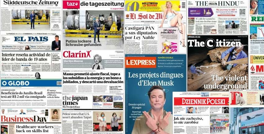 Quelques unes de presse du 4 août 2022