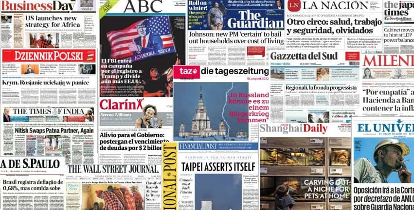 Quelques unes de presse du 10 août 2022