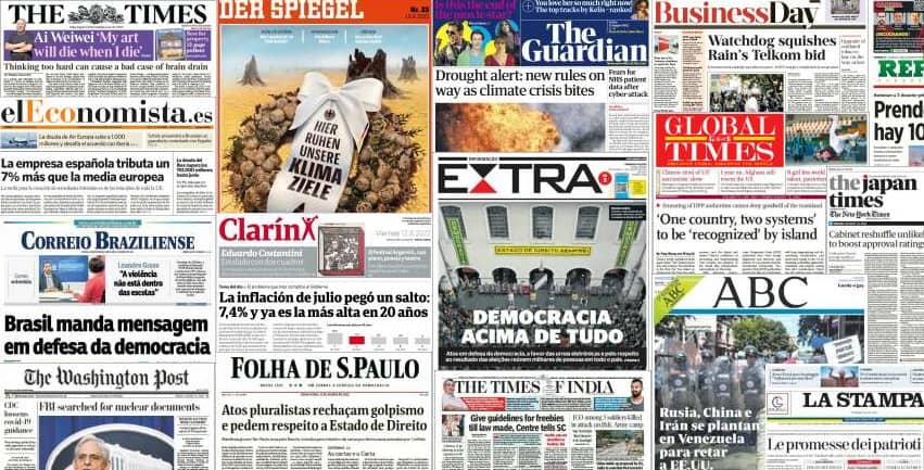 Quelques unes de presse du 12 août 2022