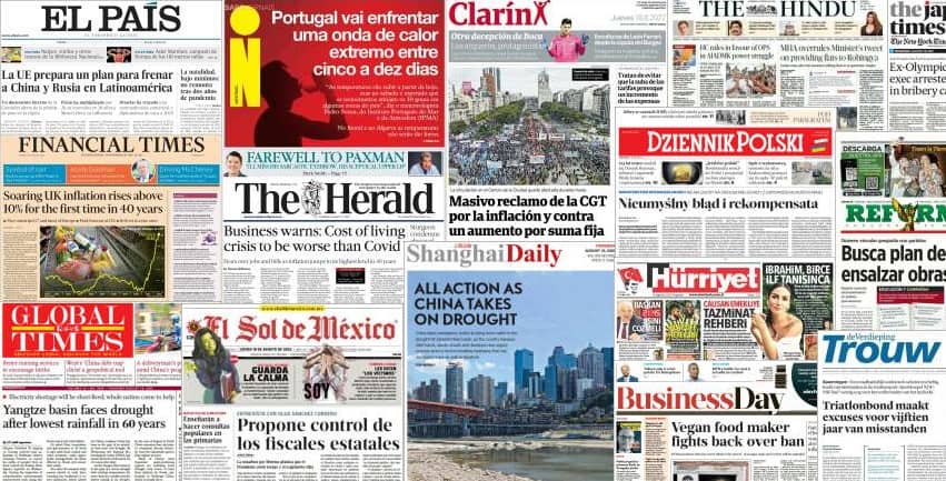 Quelques unes de presse du 18 août 2022