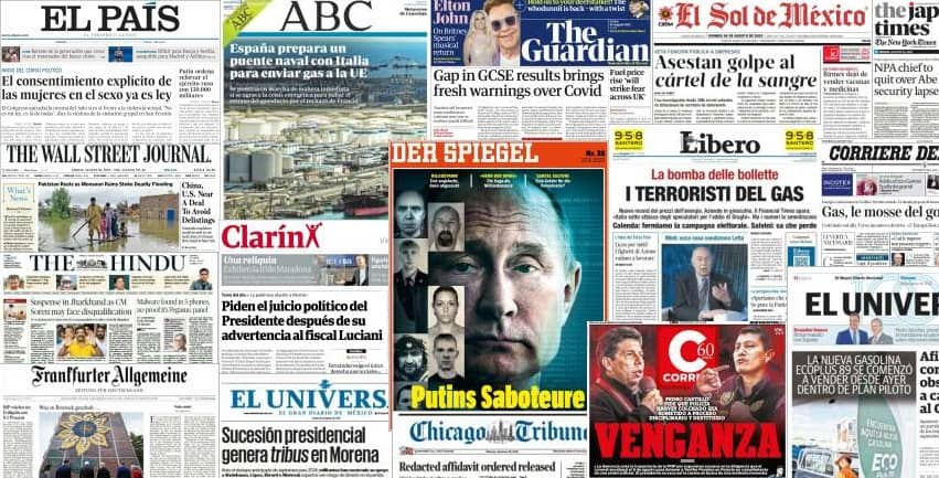 Quelques unes de presse du 26 août 2022