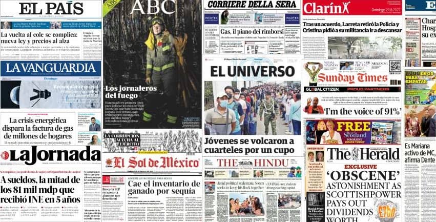 Quelques unes de presse du 28 août 2022