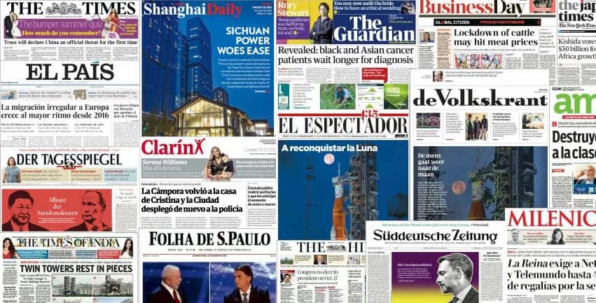 Quelques unes de presse du 29 août 2022