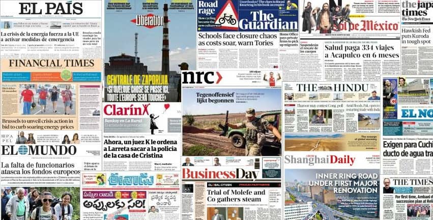 Quelques unes de presse du 30 août 2022