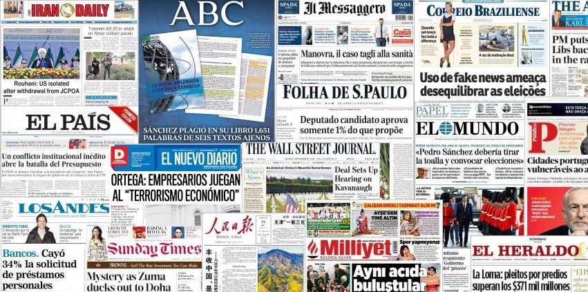 Unes de presse du 24 septembre 2018