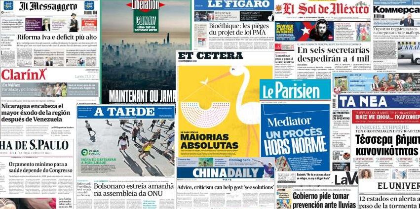 Unes de presse du 23 septembre 2019