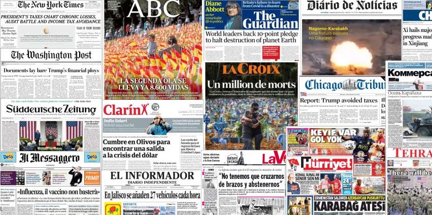 Unes de presse du 28 septembre 2020